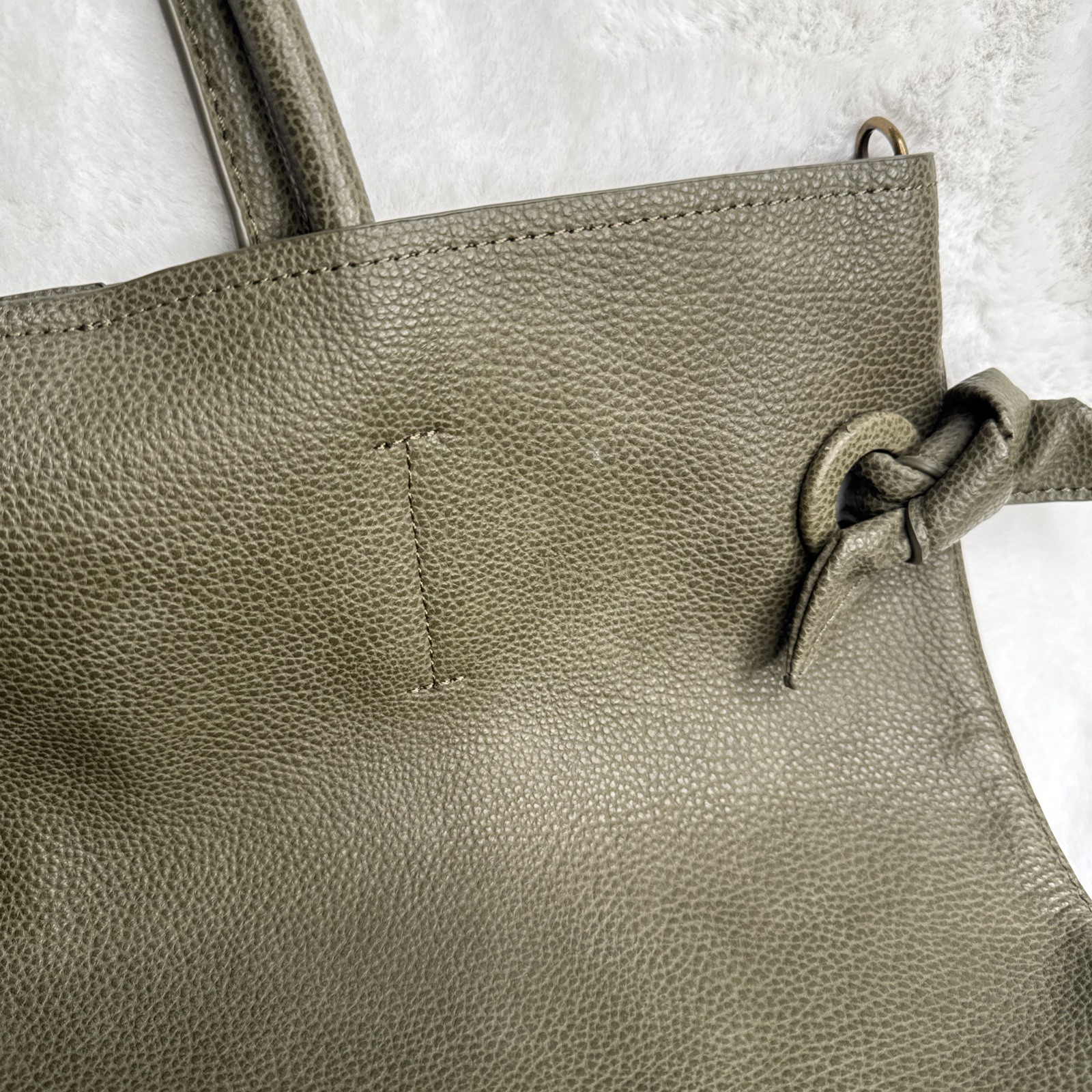 Deux Lux Large Faux Leather Tote Handbag Olive green w/o Strap