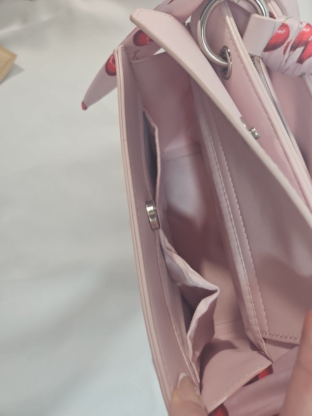 Steve Madden Bevelyn Scarf Pink Red Cherries Satchel Crossbody Bag Mini Wallet