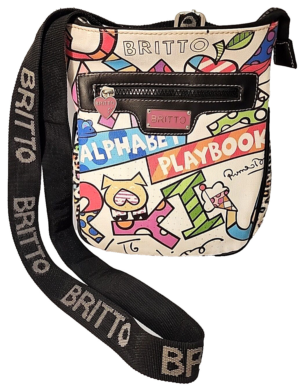 Romero Britto Handbag Alphabet Playbook CrossBody Colorful Artist Bag ABC Purse
