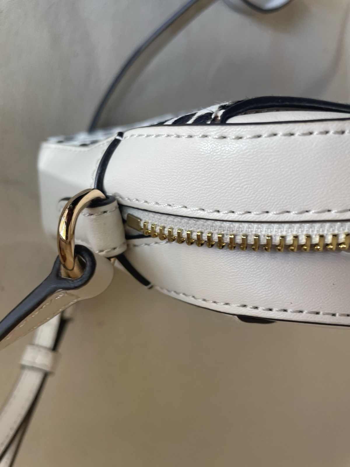 NEW MICHAEL KORS LIGHT CREAM JET SET LARGE LEOPARD PRINT CALF HAIR CROSSBODY BAG