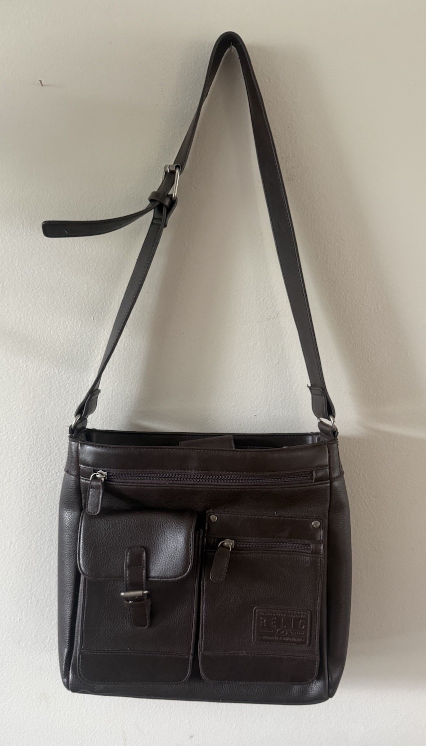 RELIC Faux Brown Leather Satchel Handbag Purse Women’s