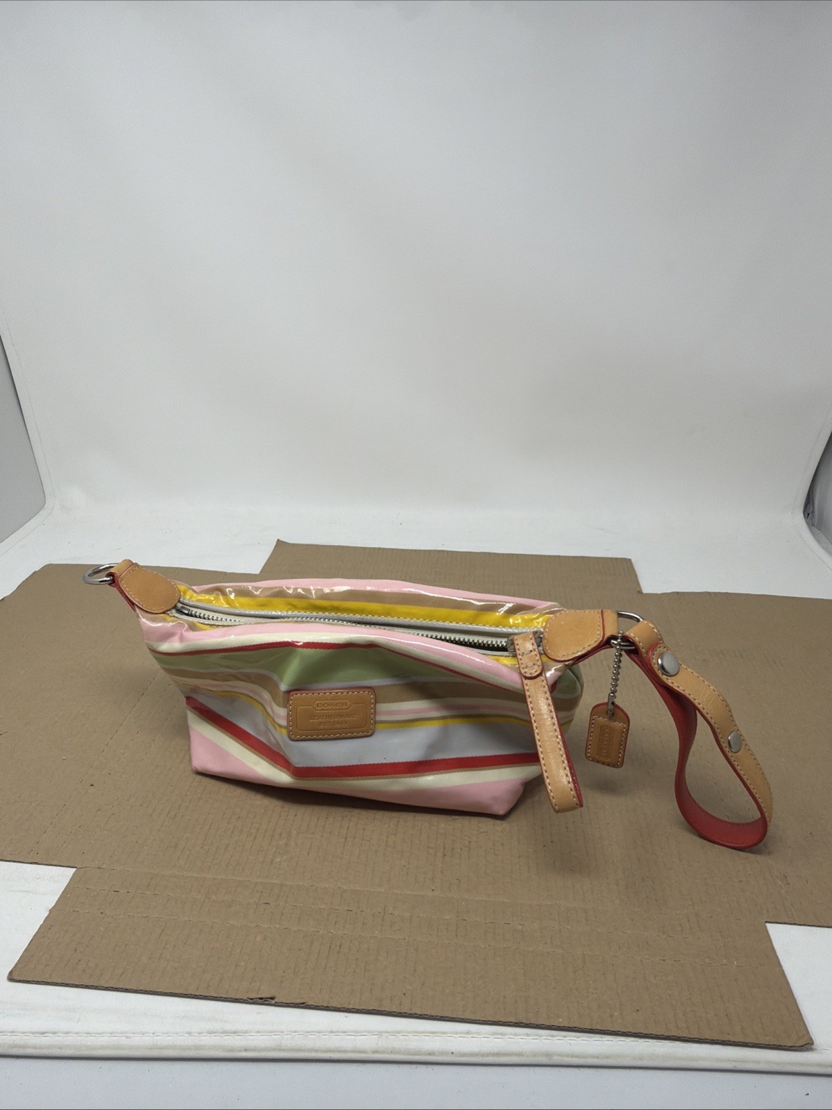 Y2K Coach Hamptons Mini Baguette Multicolor Coated Fabric Demi Bag Wristlet