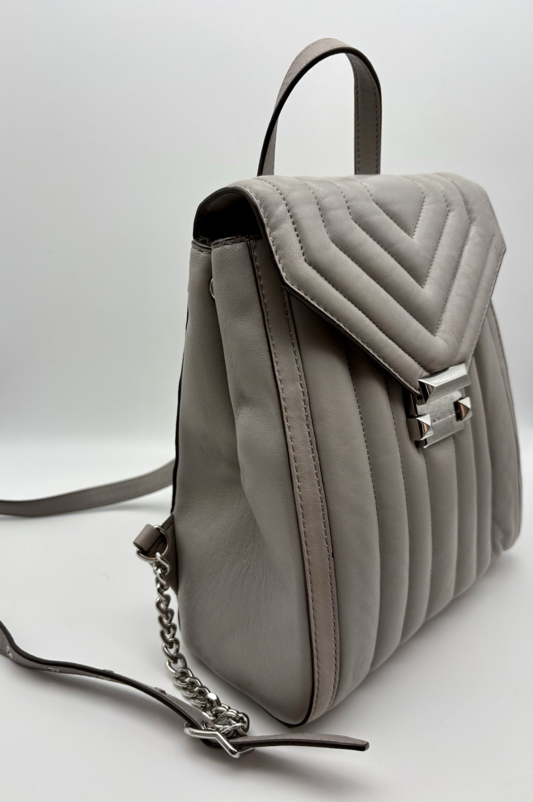 MICHAEL KORS Whitney Quilted Backpack Purse Women’s Grey Mini Leather Bag Cute