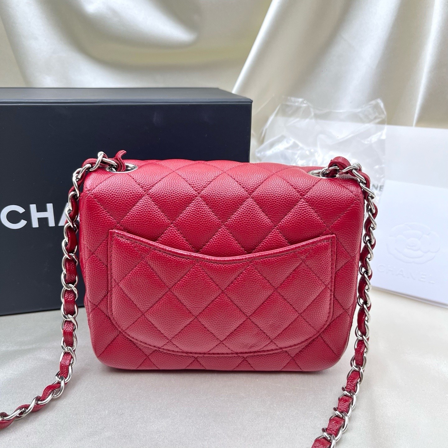Chanel Classic Flap Women Shoulder Crossbody Bag, Red Caviar Leather