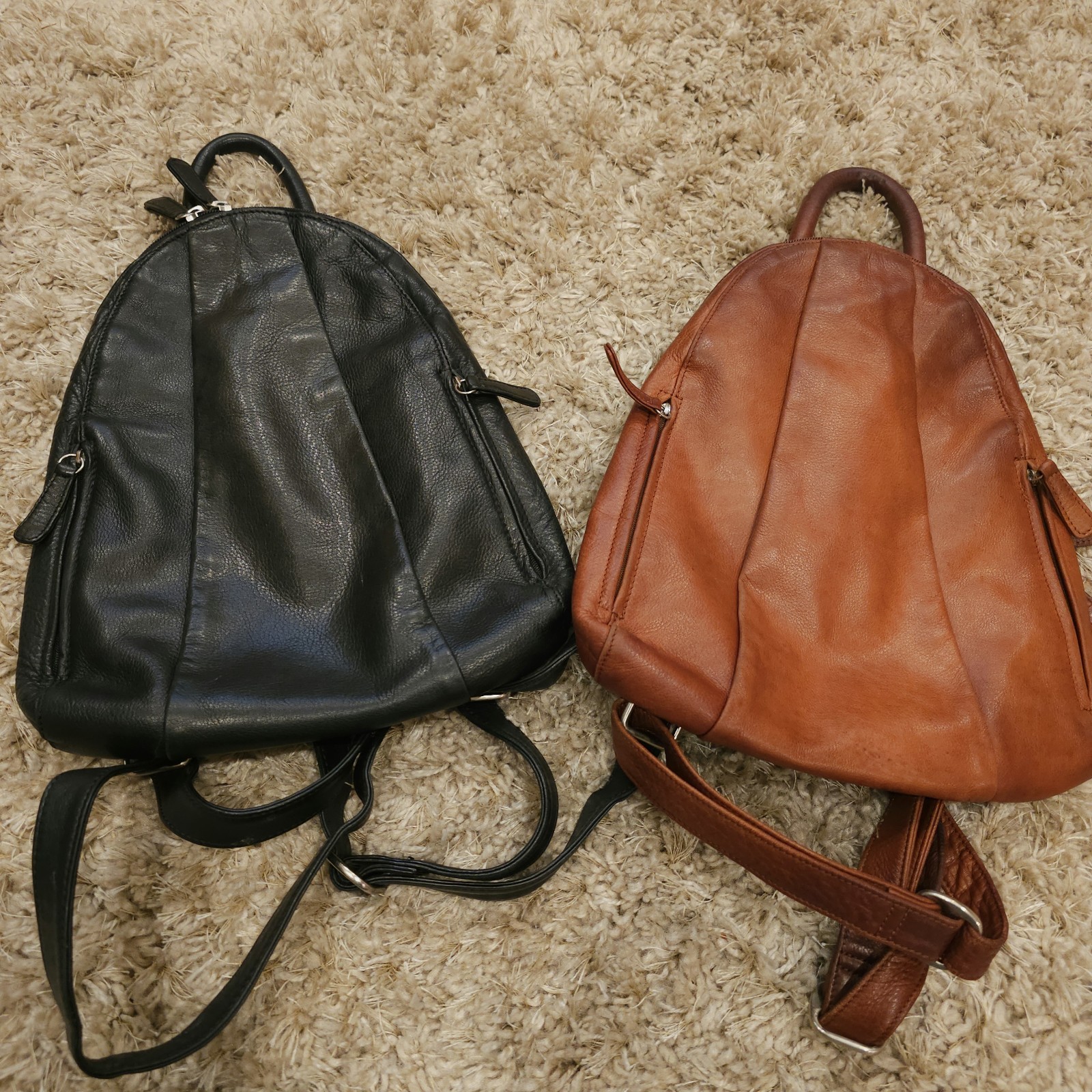 Lot 2 Osgoode Marley Teardrop Leather Backpacks Brown Black Purse Tote Bags B85