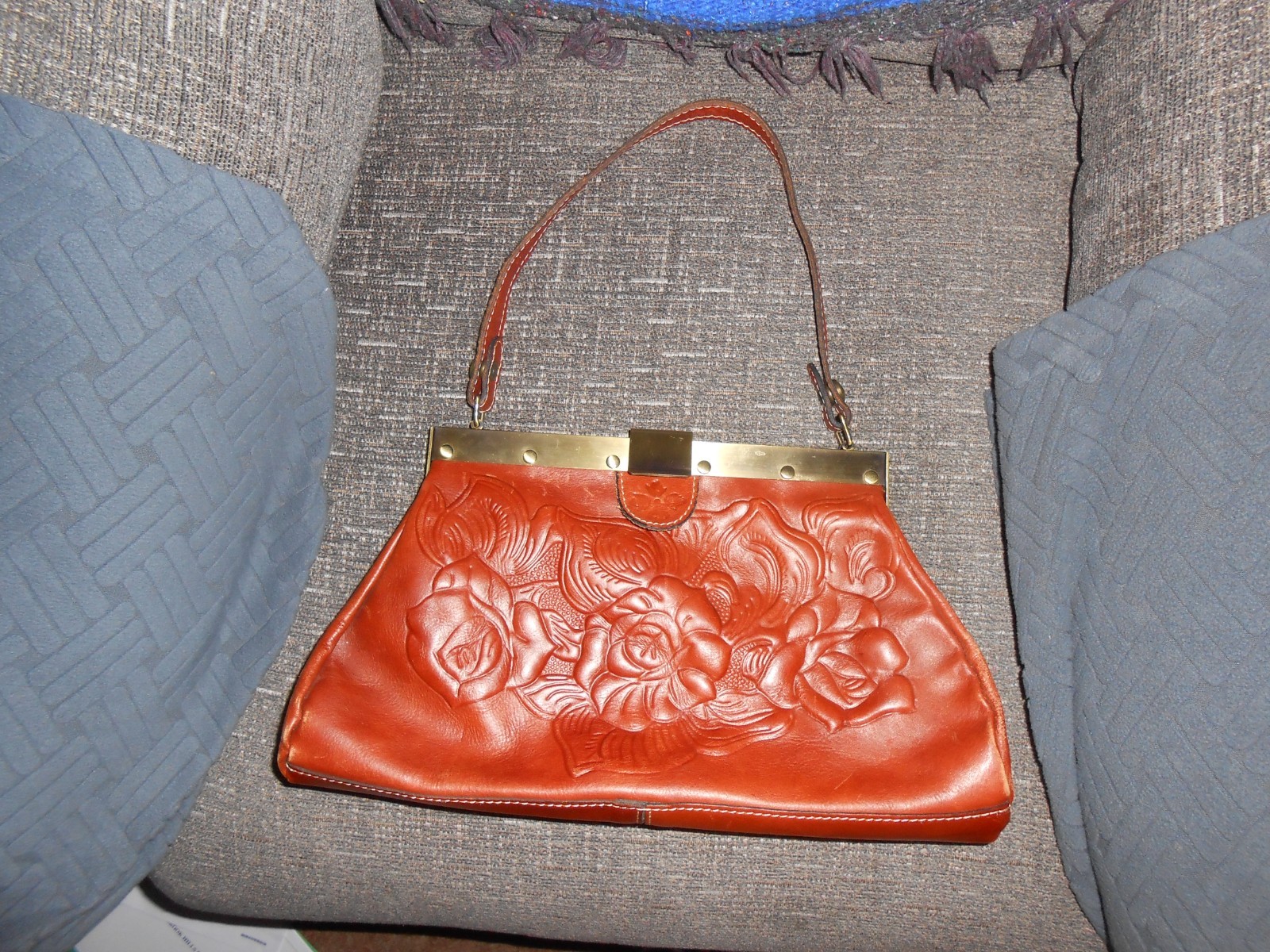 Patricia Nash Bag Brown Leather Tooled Purse Vintage Style Very nice as shown