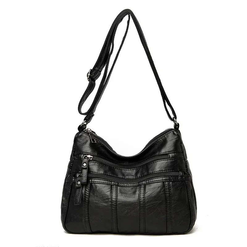 Women’s Soft Leather Crossbody Bag, 2026 Retro Multi-pocket Shoulder Handbag