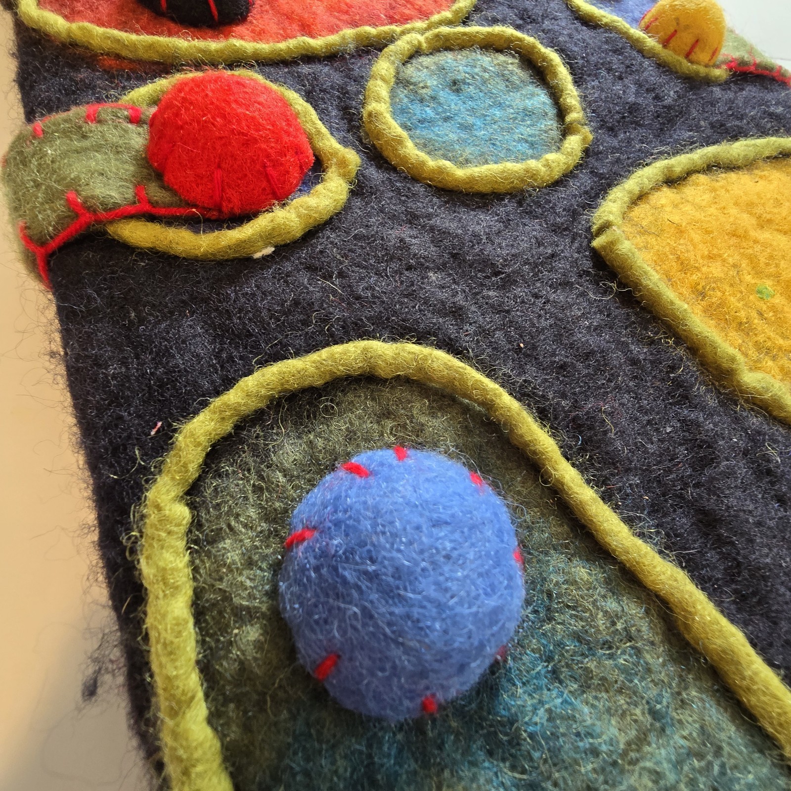 Anthropologie Rising Tide Felt Wool Handbag Applique Artsy Nepal Funky Colorful
