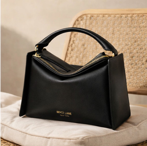Luxury Designer Handbag in Black Genuine Leather / Bryce Lane New York / Gifts.