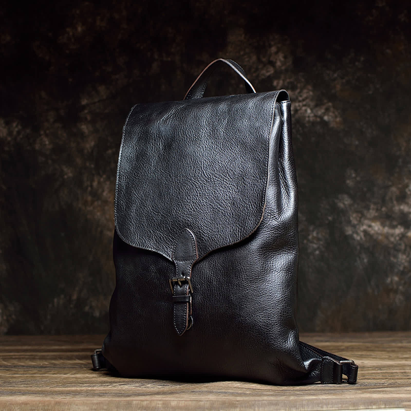 Erivis Women’s Brown Leather Backpack Secure Flap Roomy Interior