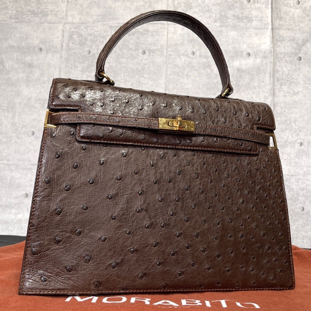 MORABITO Scala 28 Brown Leather Top Handle Bag Gold Hardware