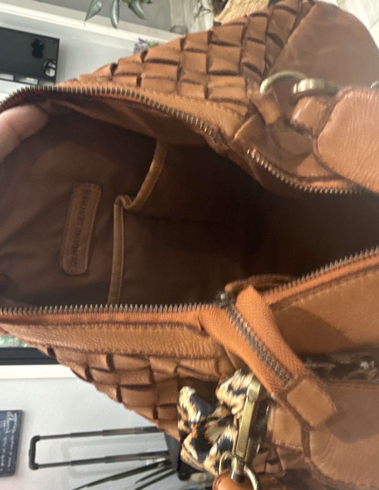 Marta Ponti Portugal Cognac Leather Crossbody Or Shoulder Handbag Back Pocket