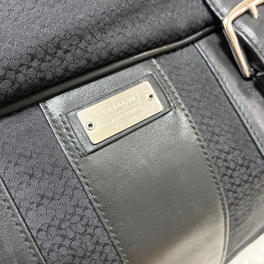 Rare COACH Boston Bag Signature Leather Canvas Black