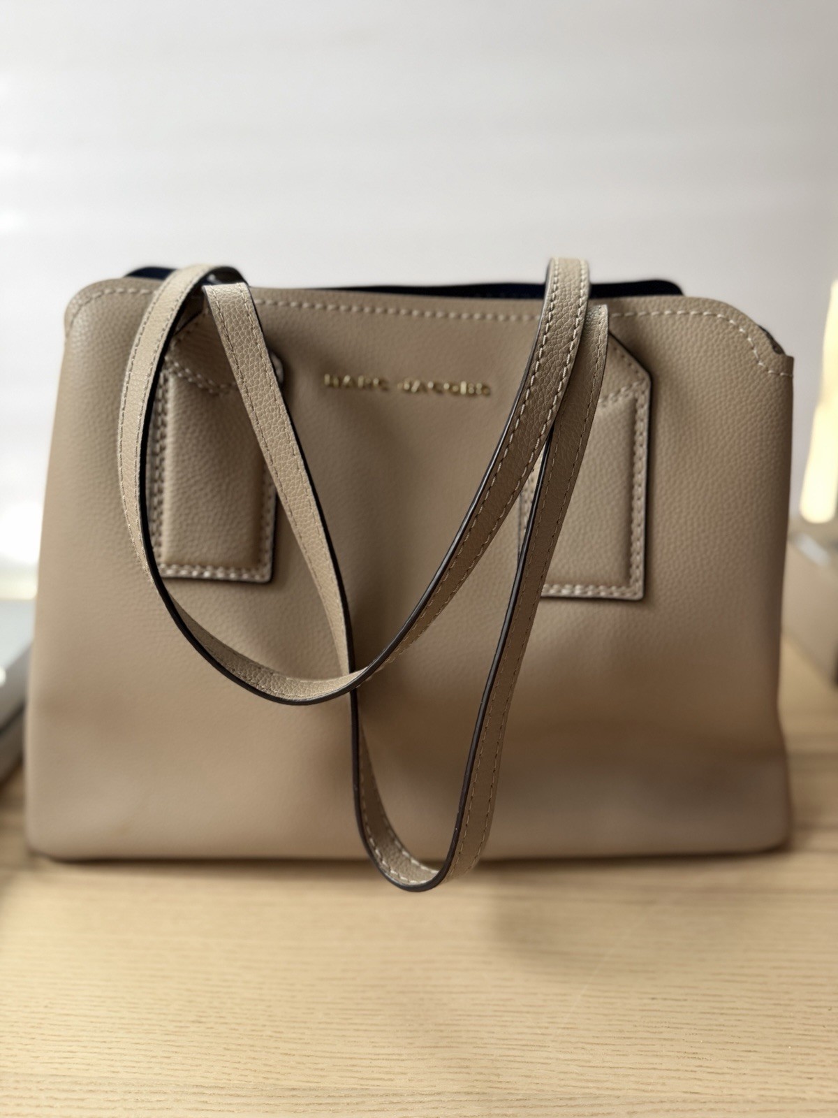 NWT New Designer MARC JACOBS Editor Tote Griffin Beige Nude Handbag Bag Purse