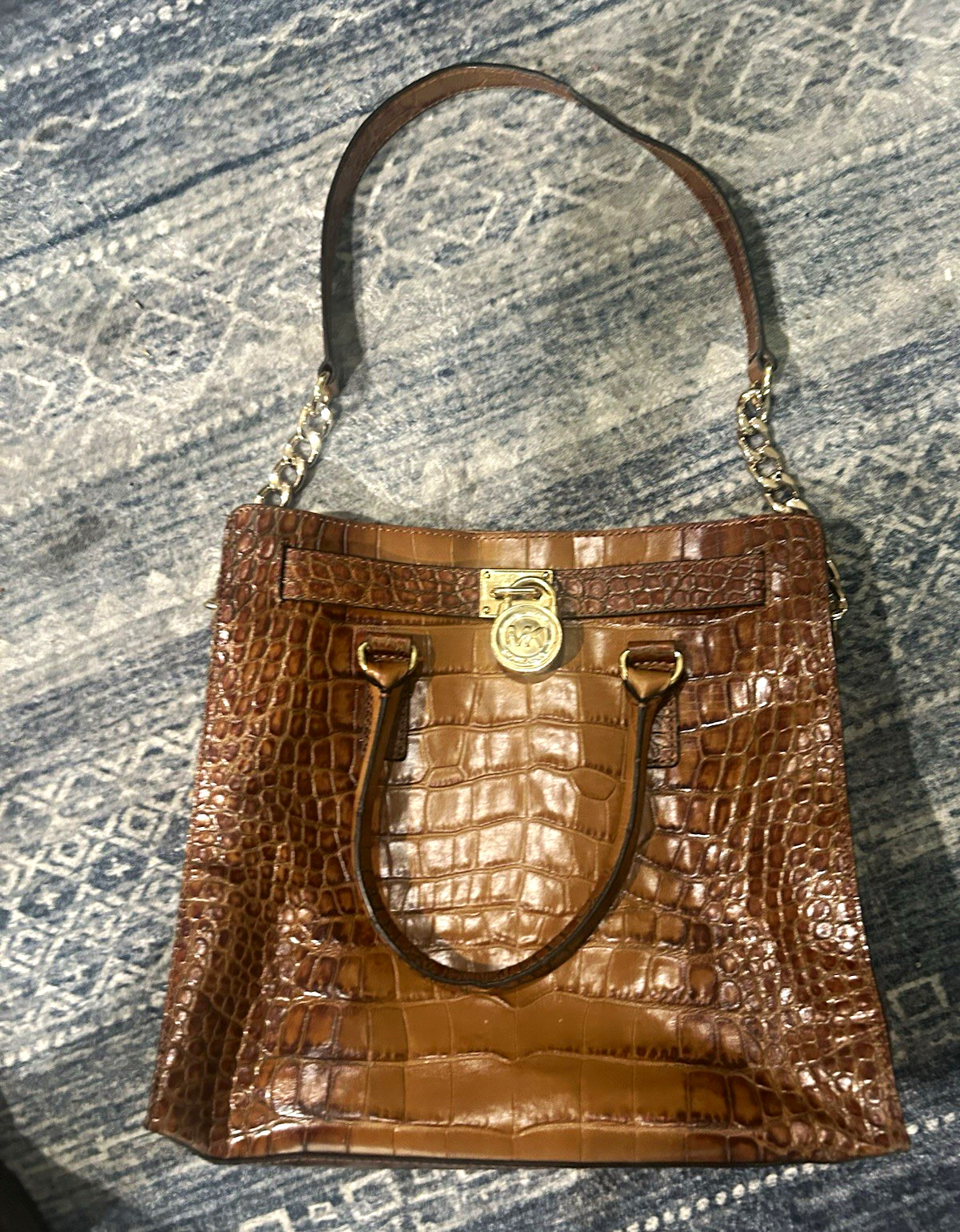 Michael Kors Hamilton Croc Crocodile Leather Brown purse