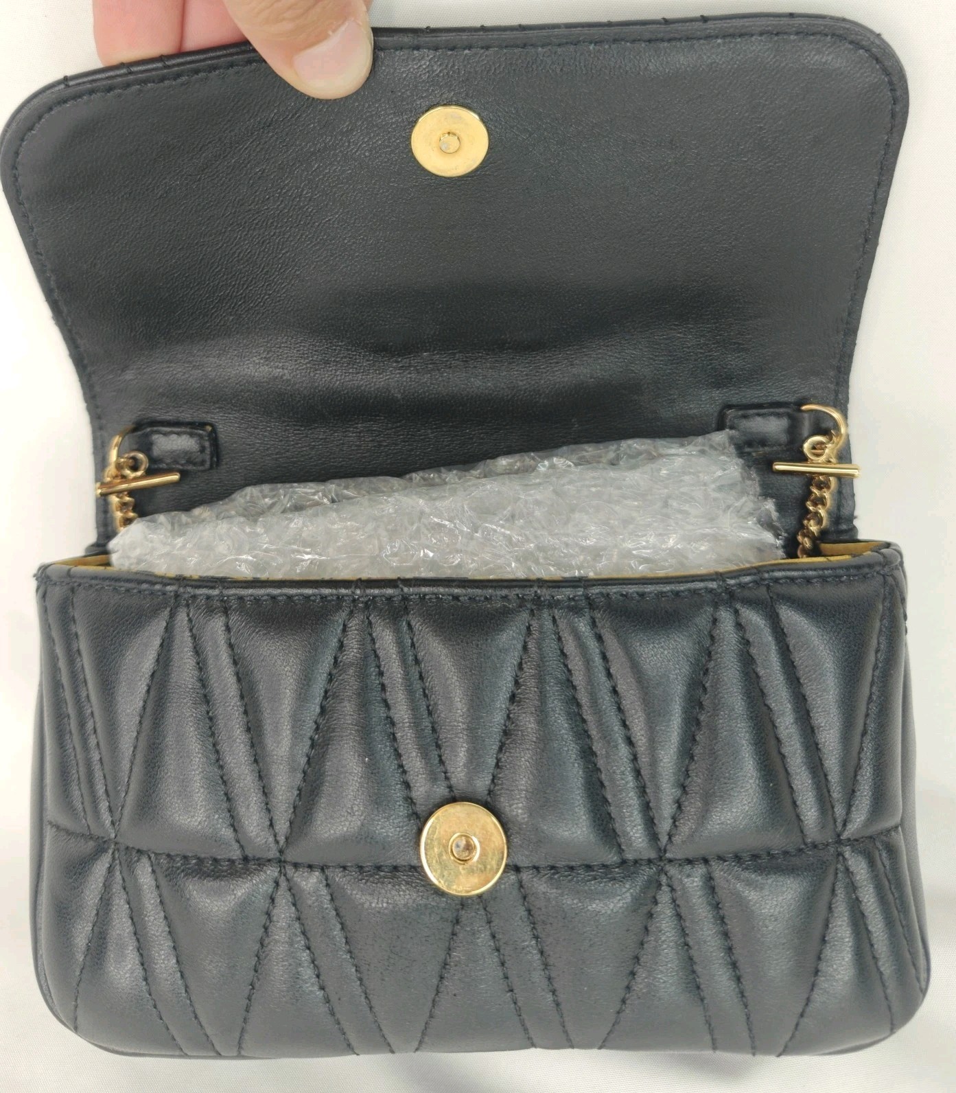 Versace Virtus Quilted Nappa Leather Mini Crossbody Bag Black w/ Gold Chain