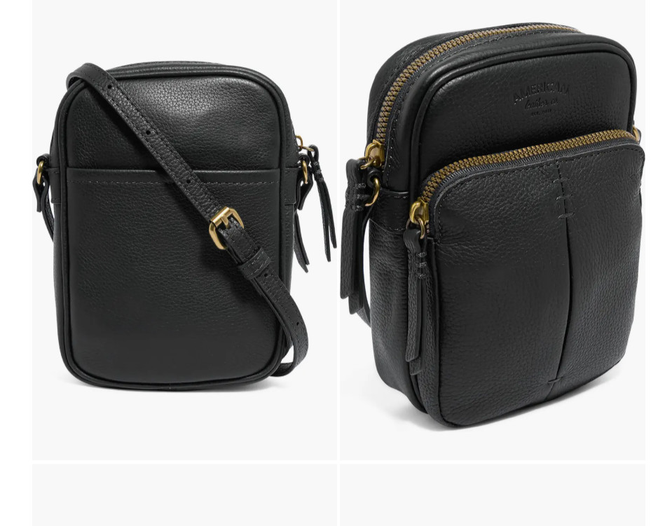American Leather Co. Cleveland Mini Crossbody Black Bag Pebbled Leather NWT