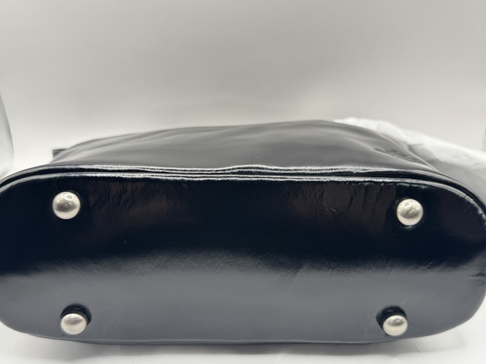 Patricia Nash Black Satchel Top Handle Kiss-Lock, Bottom Studs, Dust Bag