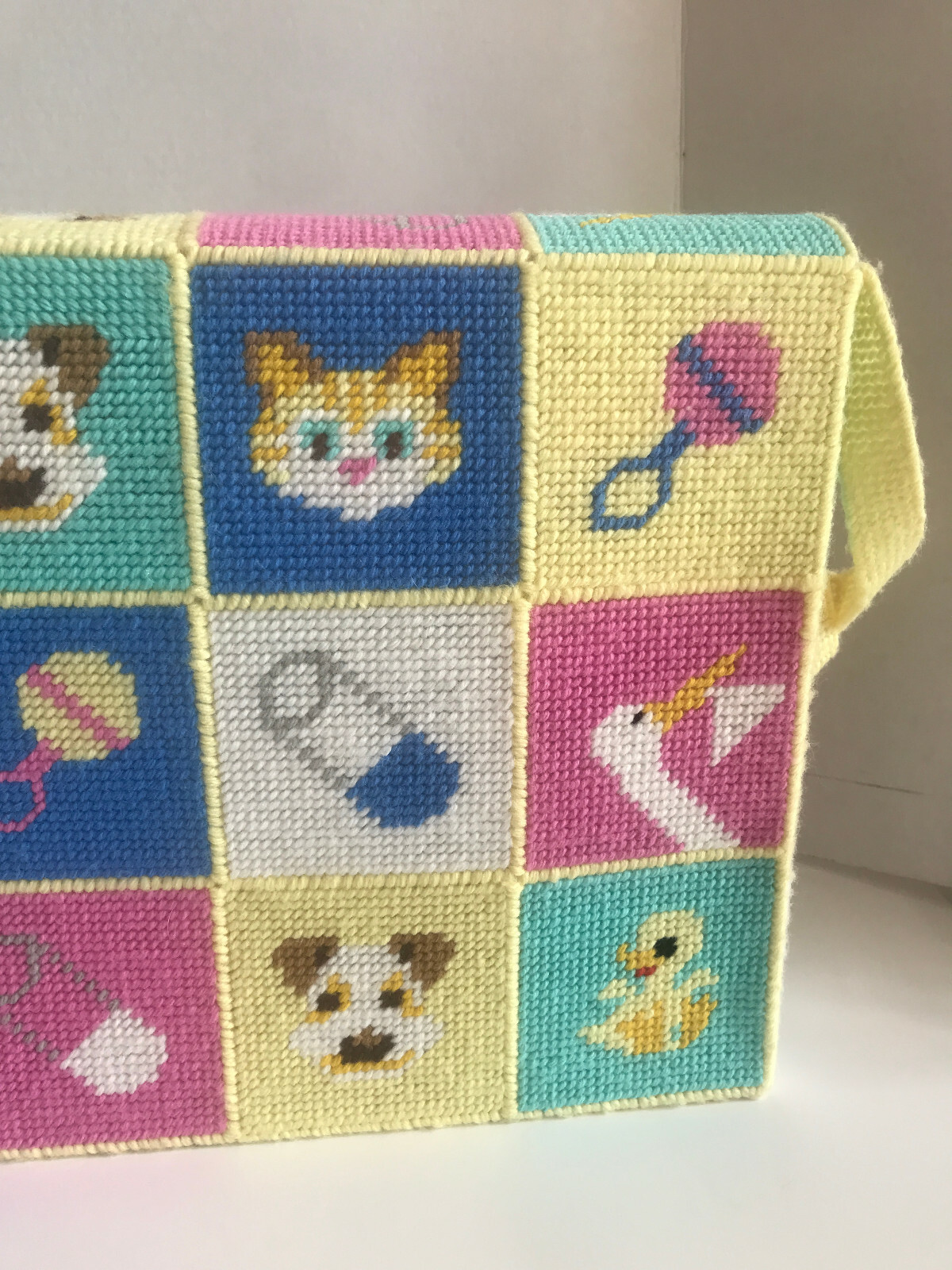 Specially Hand Made By Jane Tote Baby Bag Cross Stitch Plastic Canvas Handmade