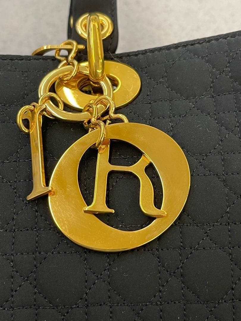 Unused Christian Dior Lady Dior Large Cannage Microfibre Black Handbag Vintage