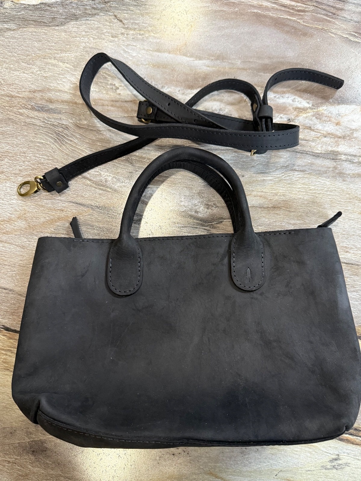 portland leather goods black shadow large zip raindrop bag