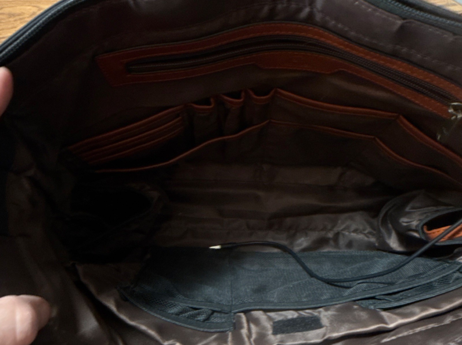 elavel Laptop Tote Bag USB Port Black Brown Handles Work Travel