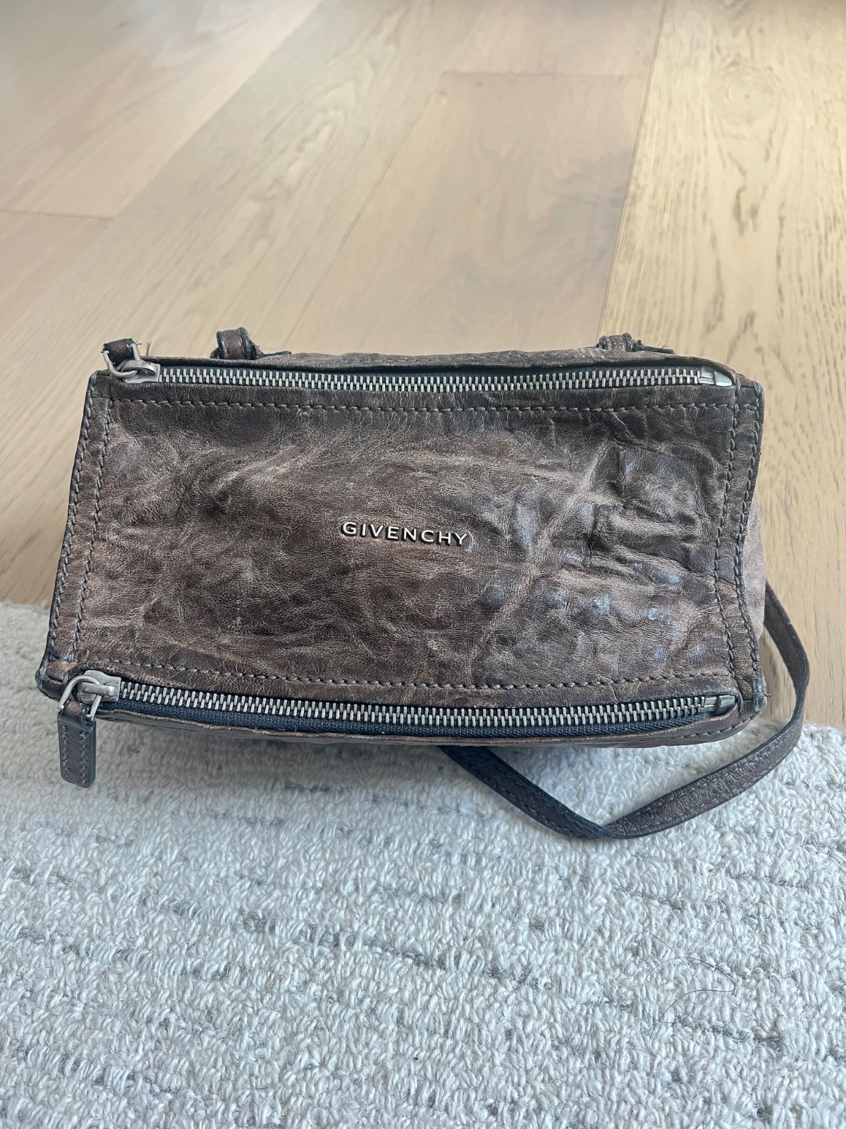 Givenchy Pandora Mini Pepe Distressed Bag in Anthracite