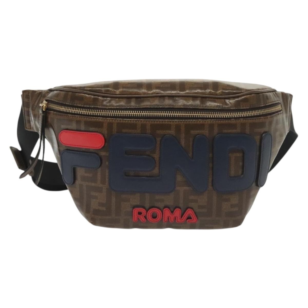 Fendi Mania Logo Waist Zucca Coated Canvas Brown Clutche & Pouche Bag