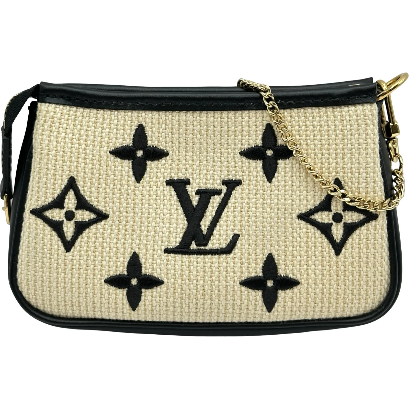 LOUIS VUITTON Mini Pochette Accessoires Beige / Black Bag M82472 #OKB7131