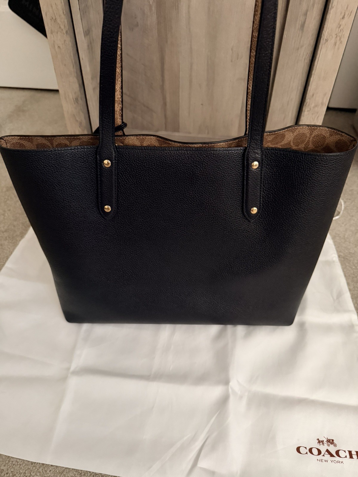 COACH Central Tote Black Pebble Leather w/ Signature C interior Authentic EUC!