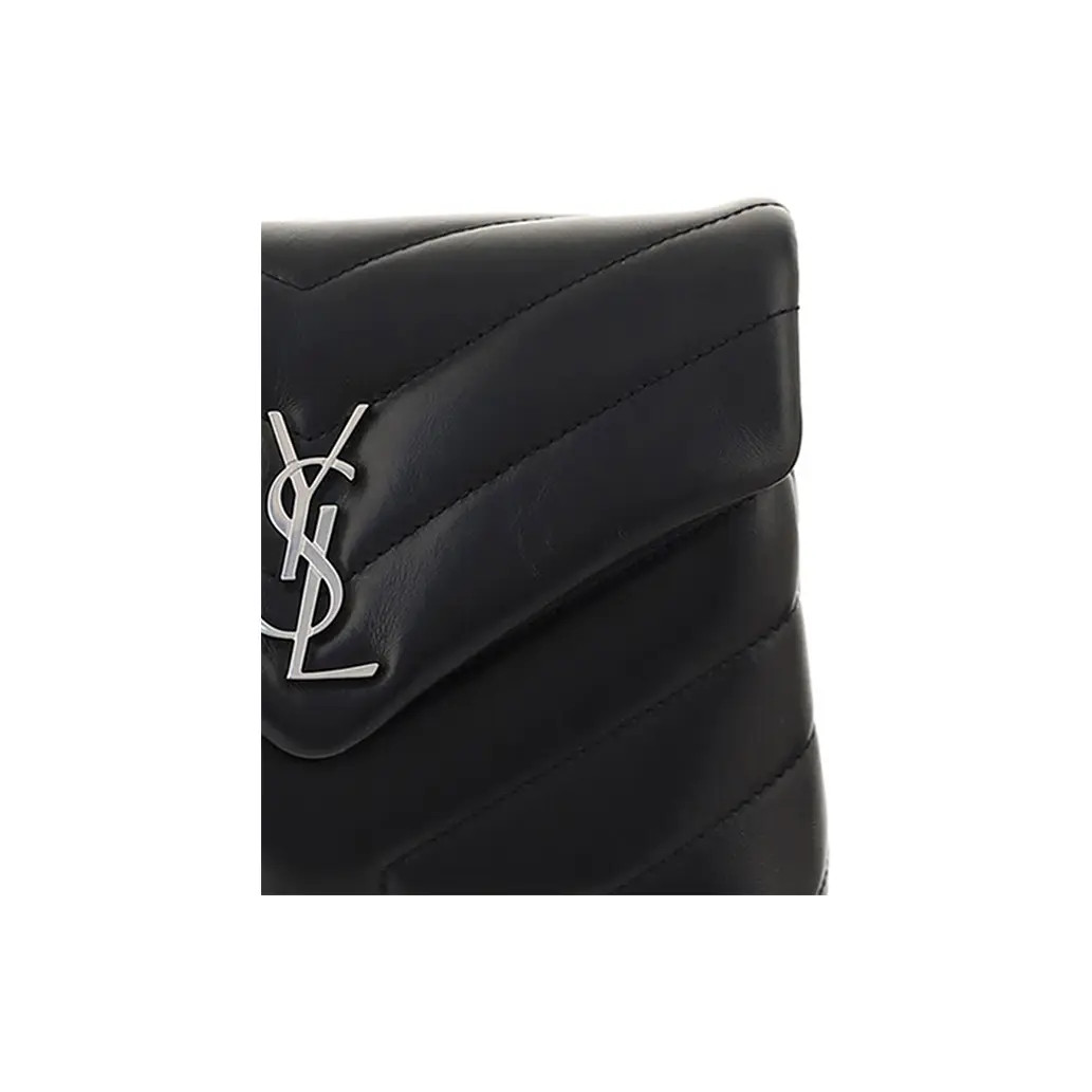 SAINT LAURENT Cowhide Shoulder Bag Mini Women’s Black 7.2×2.5×5.5 in