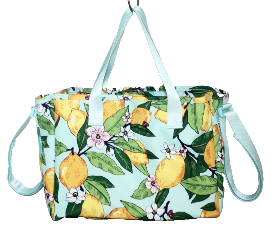 VERA BRADLEY Lighten Up Everything Organizer Tote Lemon Grove Blue Yellow Multi