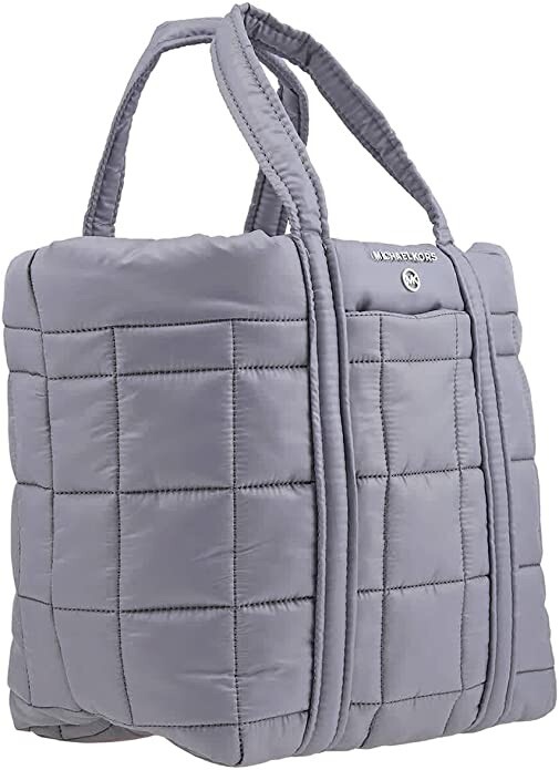 NWT ❄️ Michael Kors Stirling Small Quilted Recycled Nylon Grab Tote Heather Grey