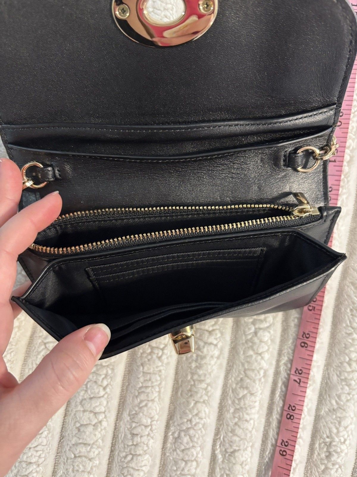 COACH SMOOTH Black Calf Leather Clutch Crossbody – gold chain 53277 wallet