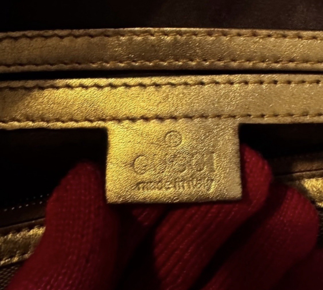 Gucci Boston Bag Gold Crystal Joy Speedy Duffle Handbag Purse GG Guccisimma Tote