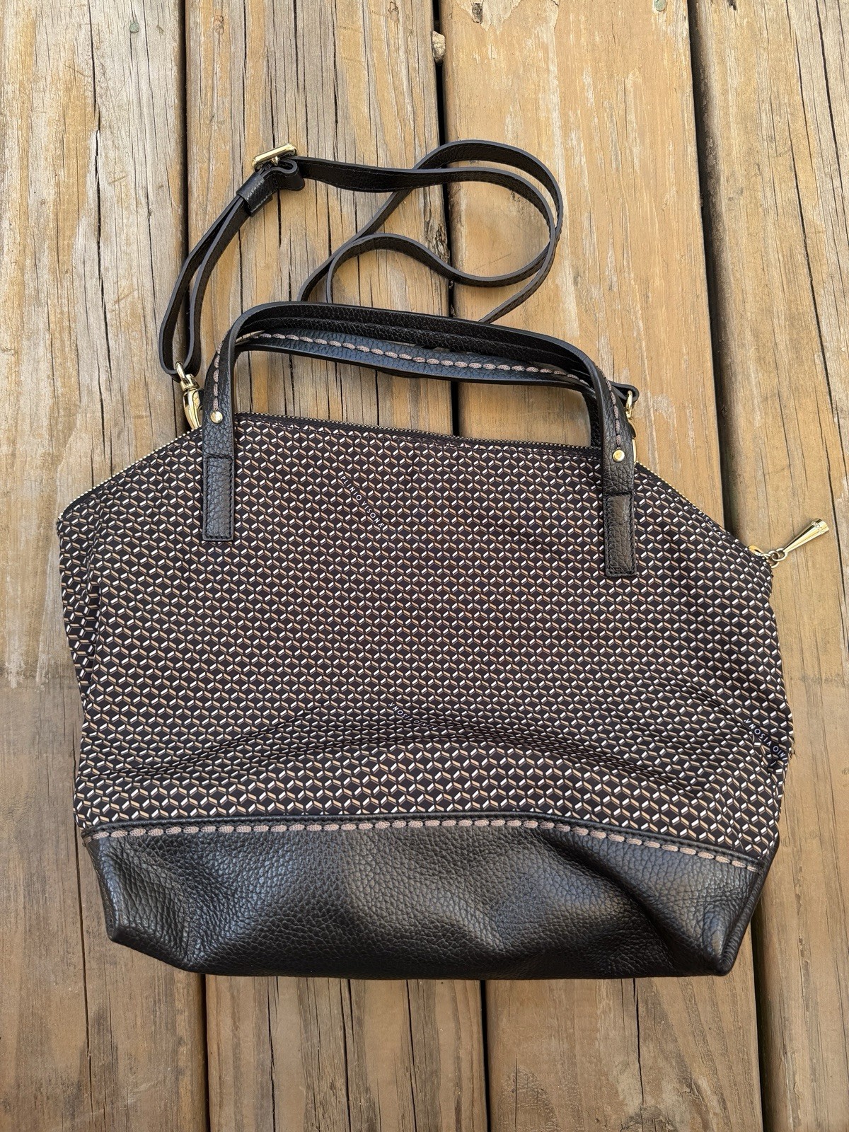 Italy Plinio Visona Logo Leather Accent Satchel Shoulder Bag removable strap