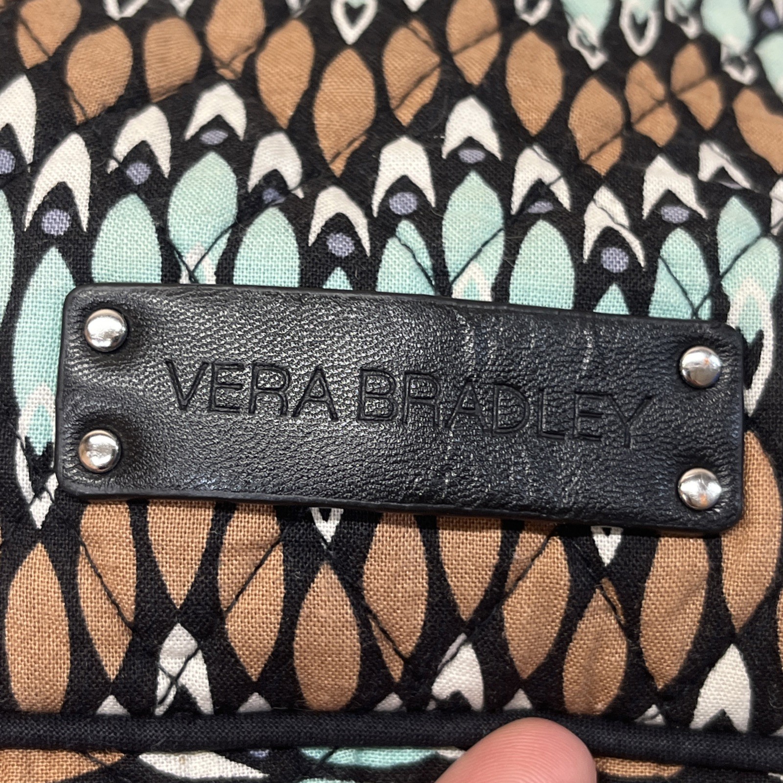 Vera Bradley Retired Sierra Stream Zip Hipster Crossbody Bag Purse Brown Green