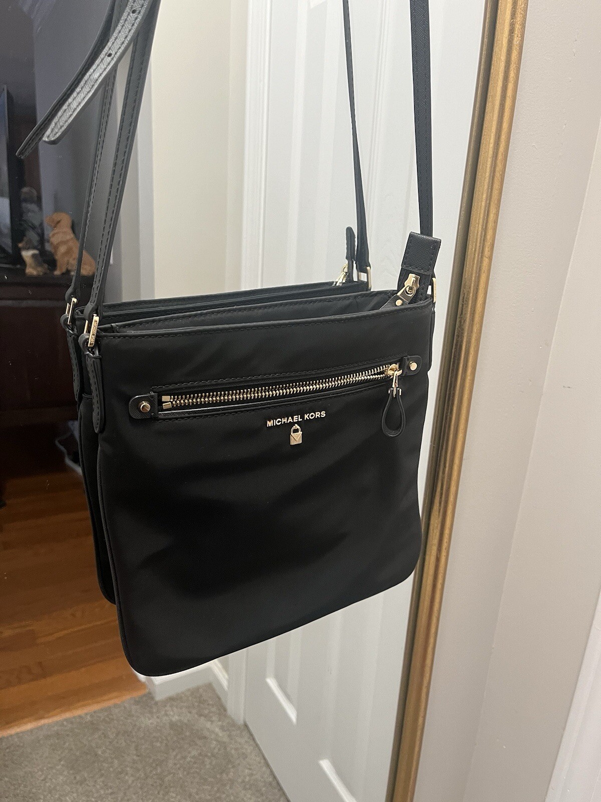 Michael Kors Large Kelsey Nylon Black Crossbody Handbag