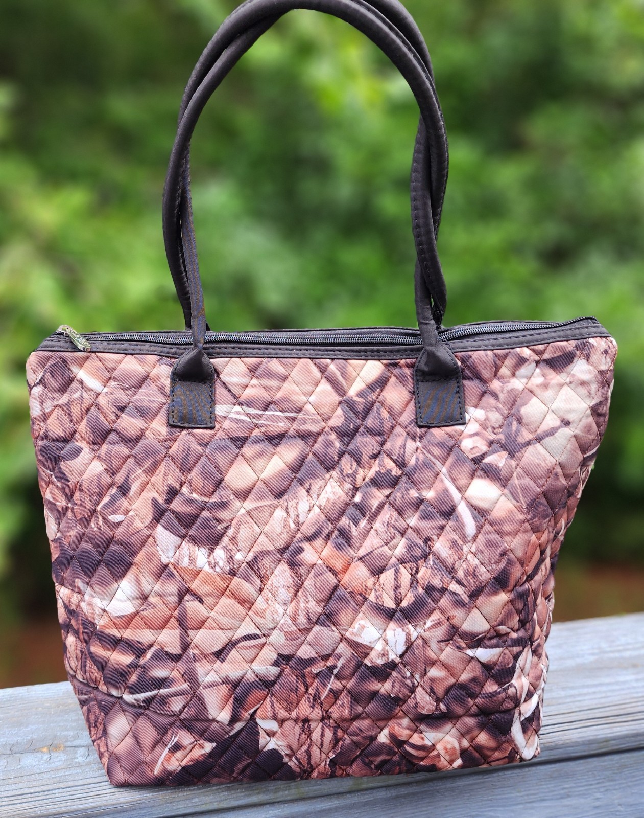 NGIL Quilted Brown Camo Tote-Monogram Available