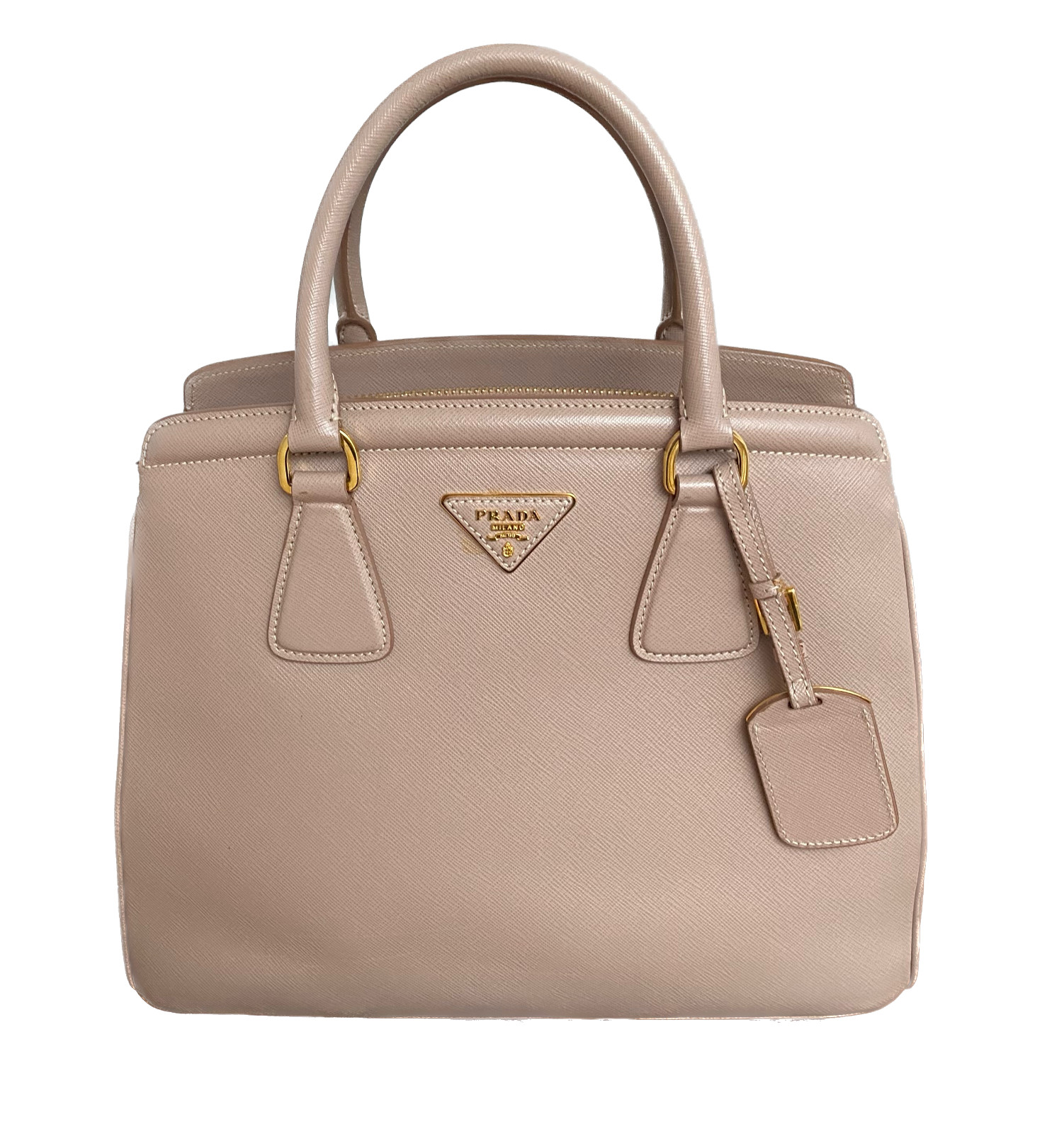Prada Saffiano Lux Galleria Cammeo Leather Medium Handbag Tote Model BN2412