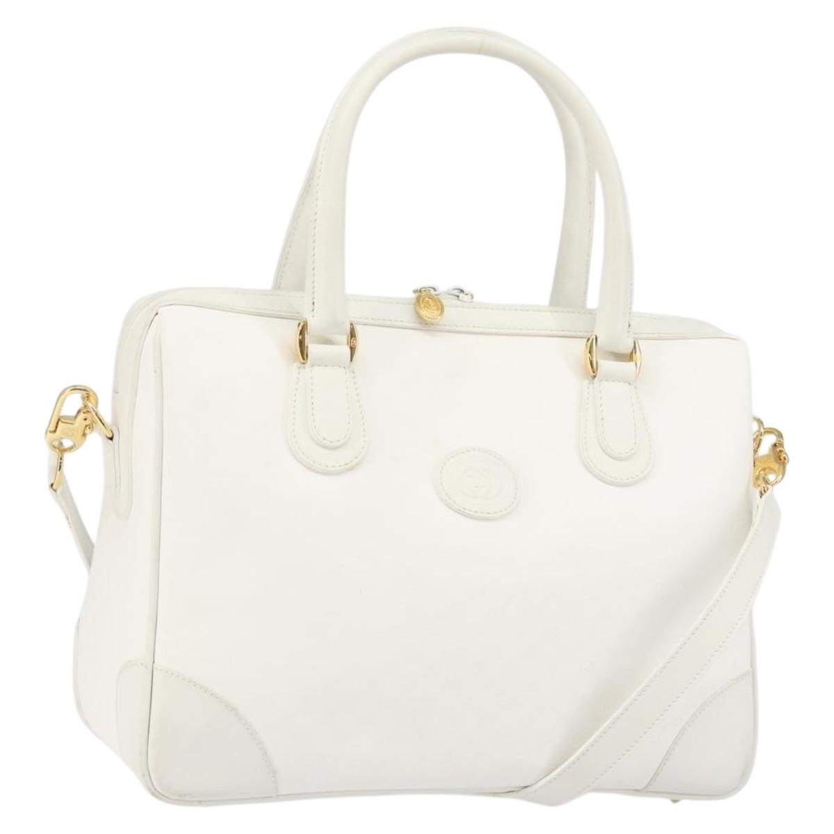 GUCCI Micro GG Supreme Boston Bag PVC 2way White Gold 002 123 0167 Auth BA6571