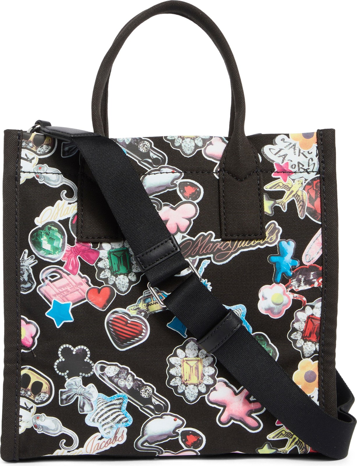 Marc Jacobs Sticker Print Canvas Tote Black Limited Edition New JL026049