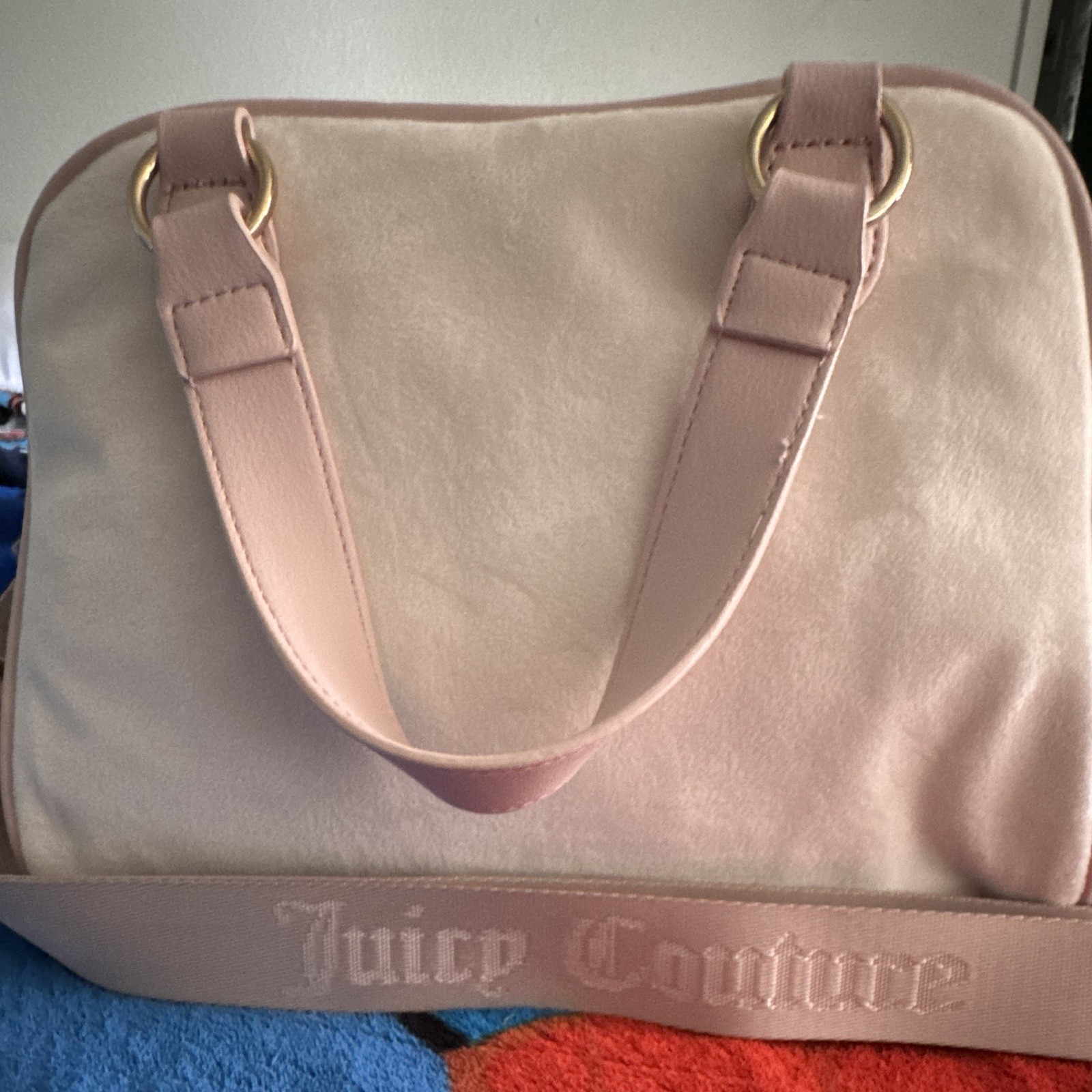 Juicy Couture Pink Small Satchel Top Handle Zip Bag Heart Charm Butterfly