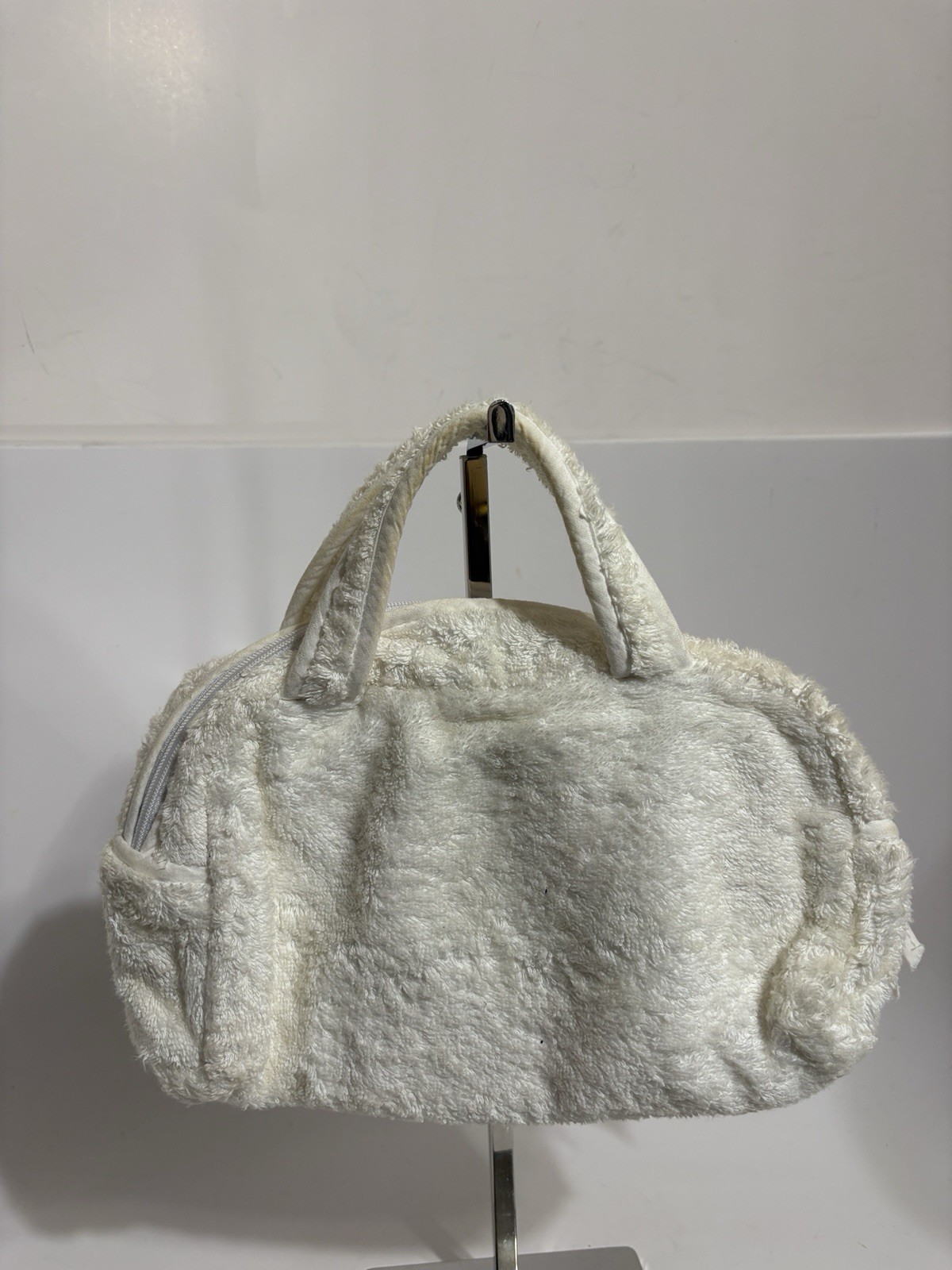 Vtg Christian Dior by John Galliano White & Blue Logo Terry Cloth Bag