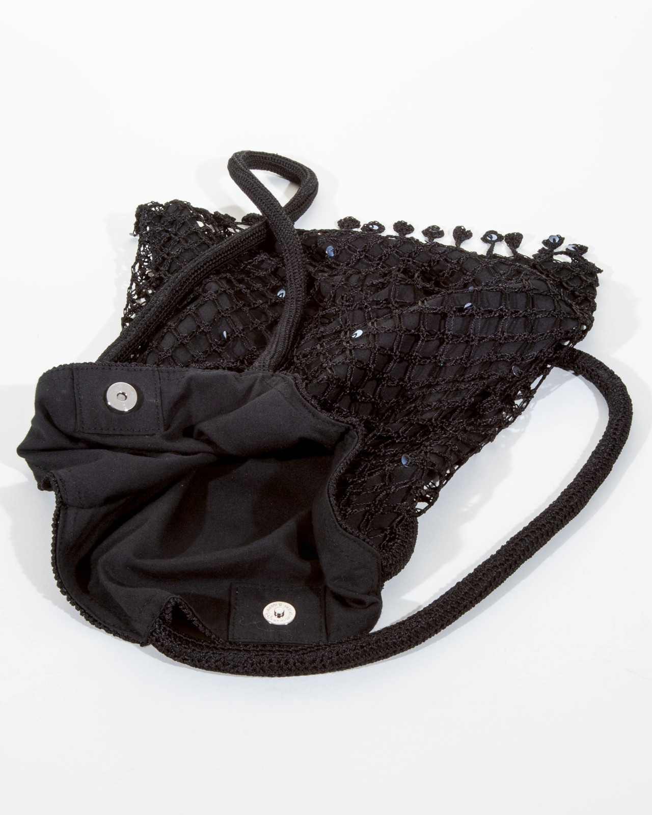Black Flapper Style Open Weave Sequin Drop Tassel Shoulder Purse