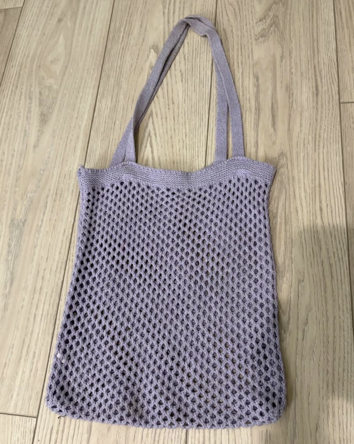 Purple Crochet Openwork Mesh Tote Shoulder Bag – Women’s Rectangle Tote