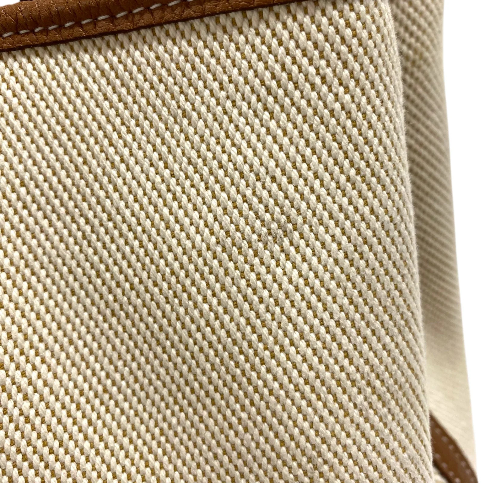HERMES Garden Party TPM Gold Toile Canvas Tote Z Stamp #OKB1689