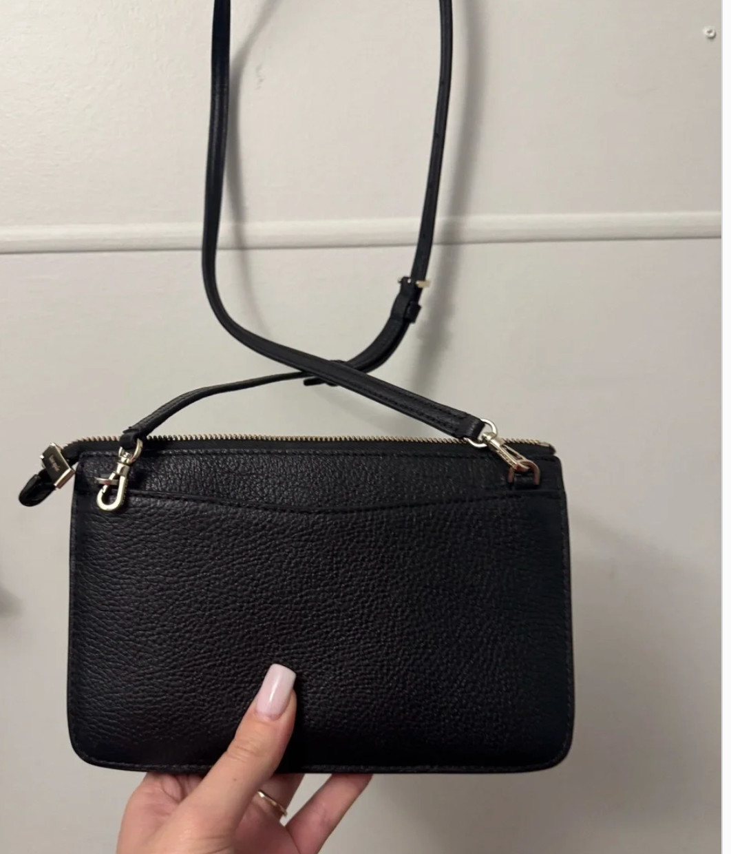 Kate Spade New York Leila Small Flap Crossbody Pebbled Leather Black K8284 New