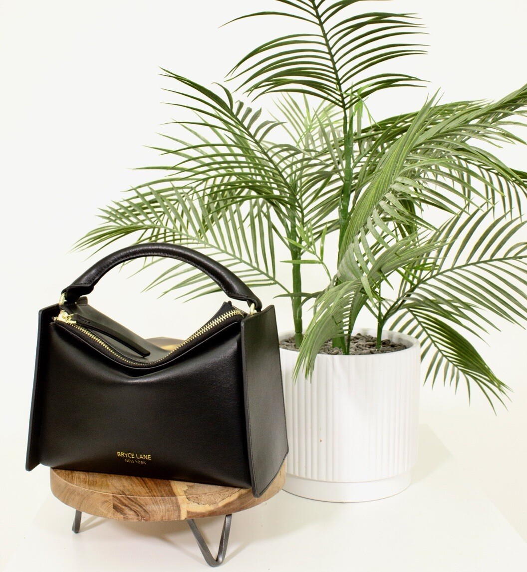 Luxury Designer Handbag in Black Genuine Leather / Bryce Lane New York / Gifts.