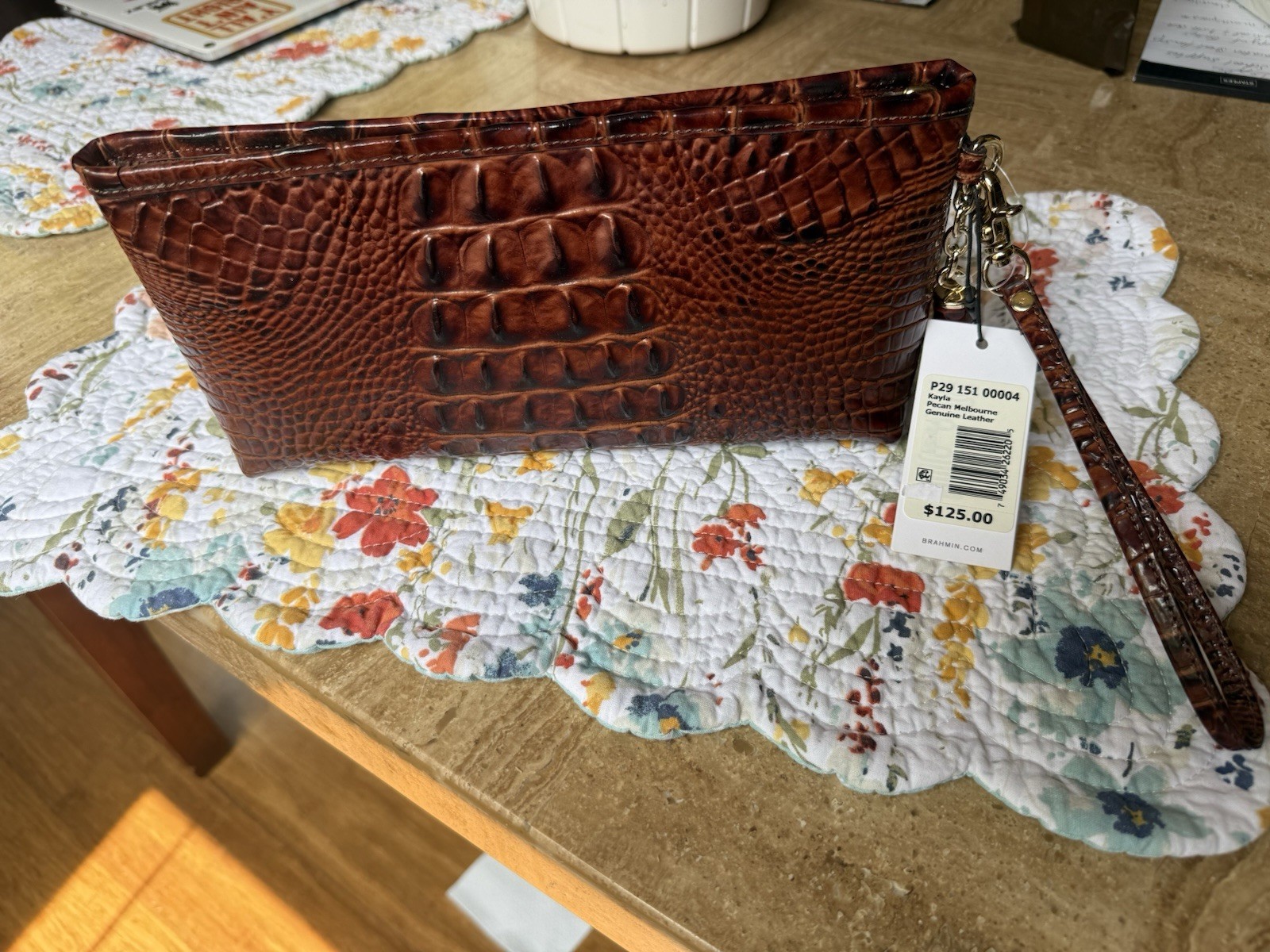 NWT Brahmin Kayla Melbourne Pecan Leather Bag Wristlet Purse New